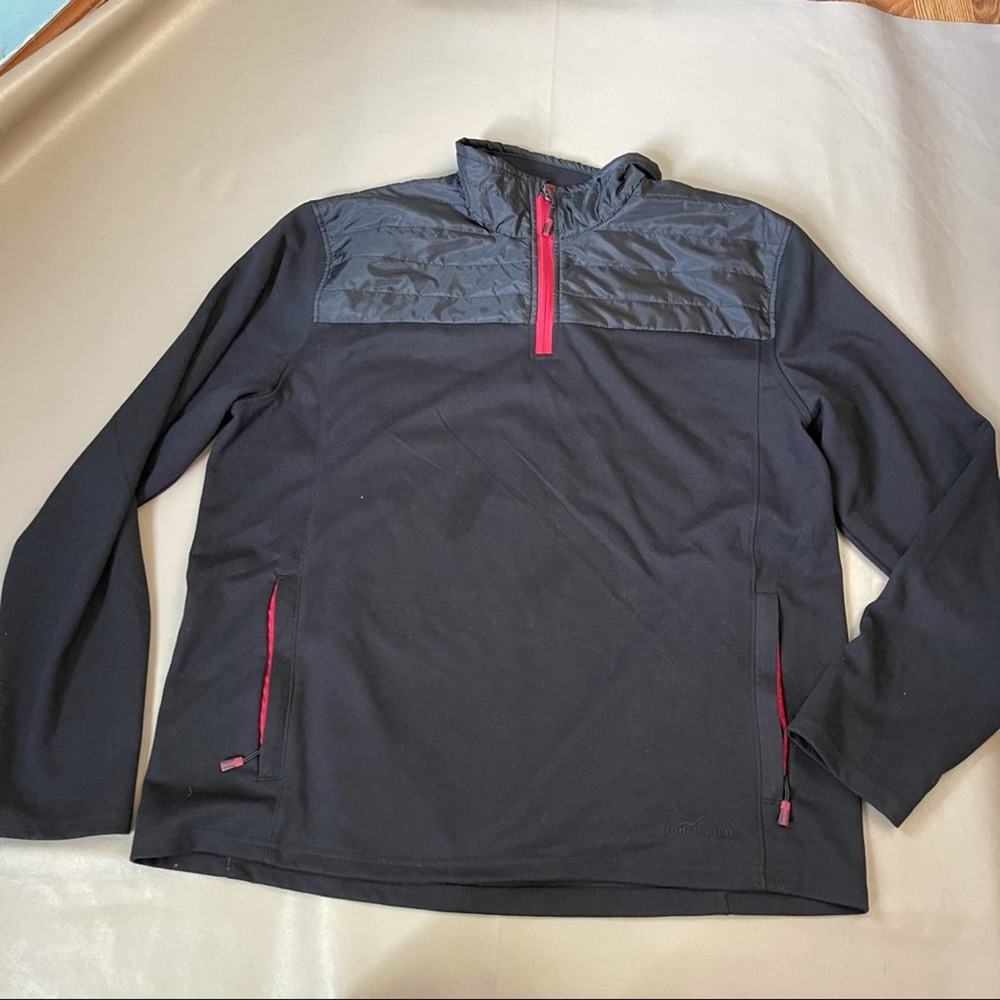 Eddie Bauer Pull-on half zip sweater in black XL
